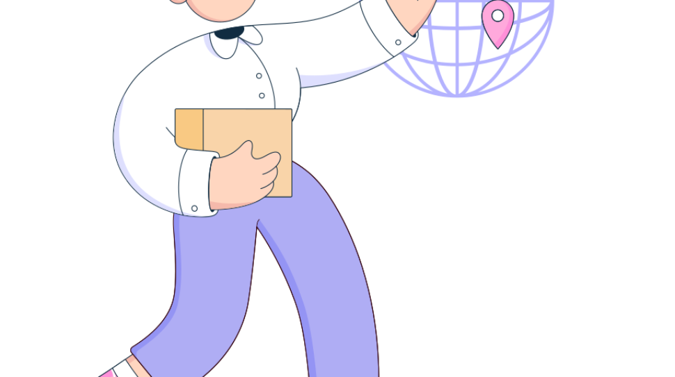 bubble-gum-man-is-pointing-on-the-globe-where-to-deliver-the-box